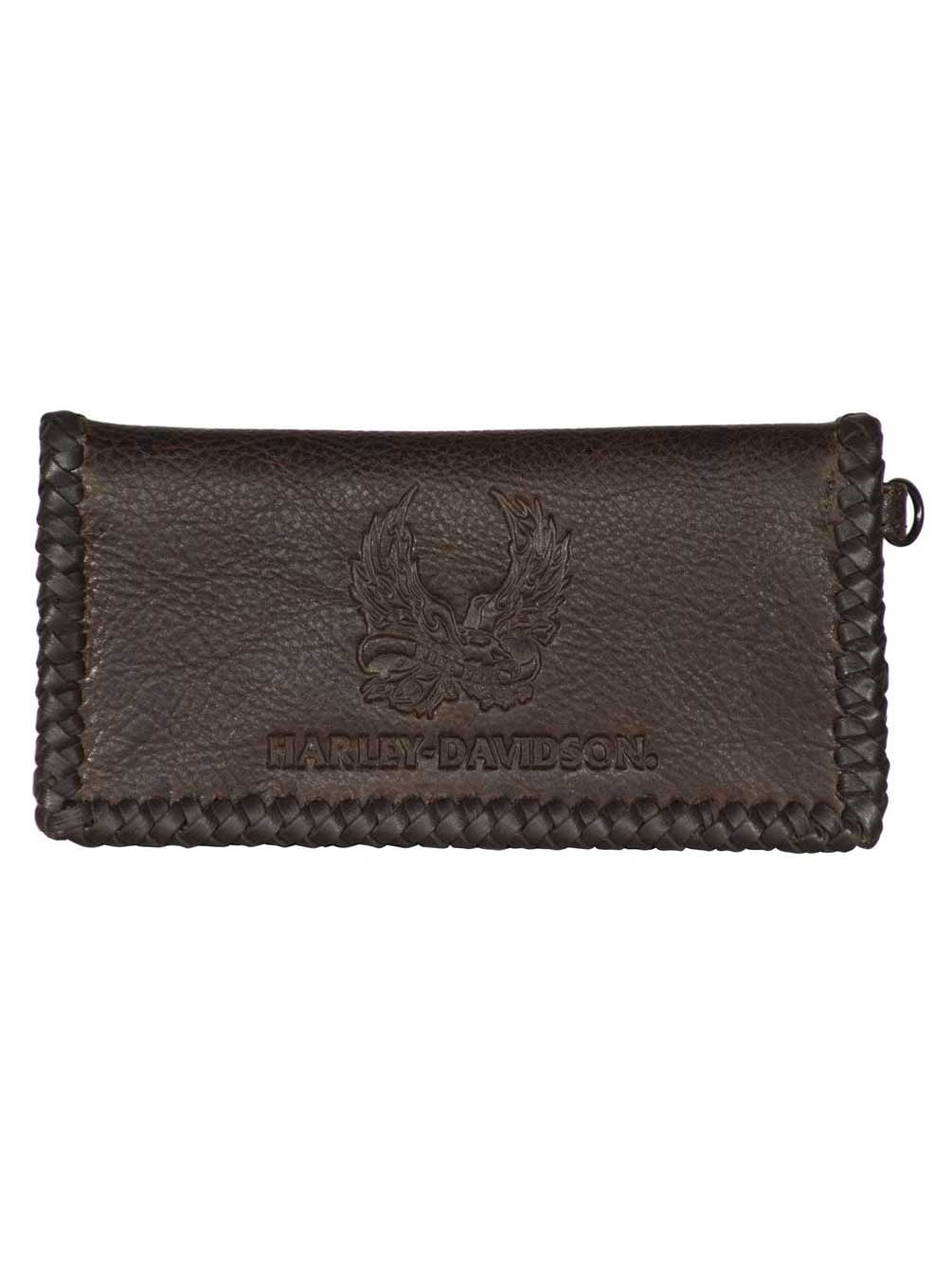 Harley-Davidson Men's Ride Free Trucker Leather Wallet w/RFID Protection - Brown, Harley Davidson