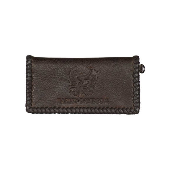 Harley-Davidson Men's Ride Free Trucker Leather Wallet w/RFID Protection - Brown, Harley Davidson