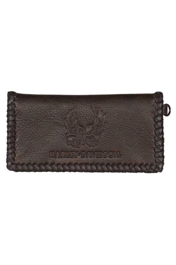 Men's Ride Free Trucker Leather Wallet w/RFID Protection - Brown, Harley Davidson