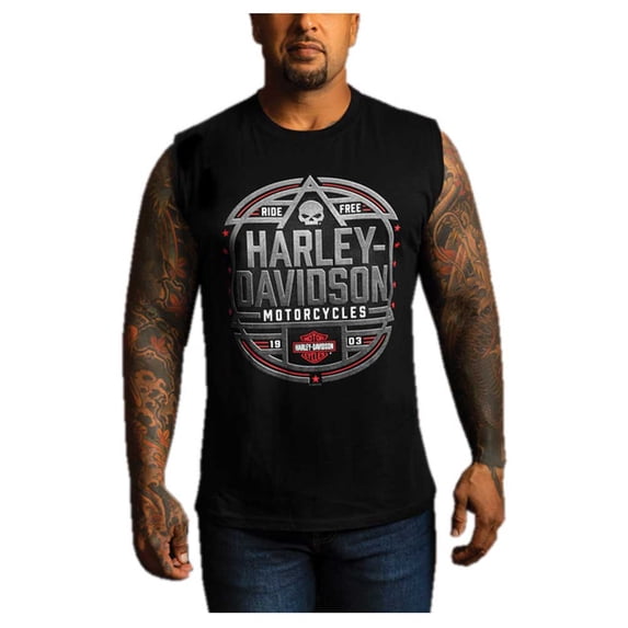 Harley-Davidson Men's Ride Metal Sleeveless Cotton Muscle Shirt, Black (5XL), Harley Davidson