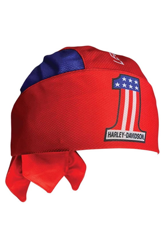 Men's Ride One #1 Logo Polyester One Size Headwrap - Red & Blue, Harley Davidson