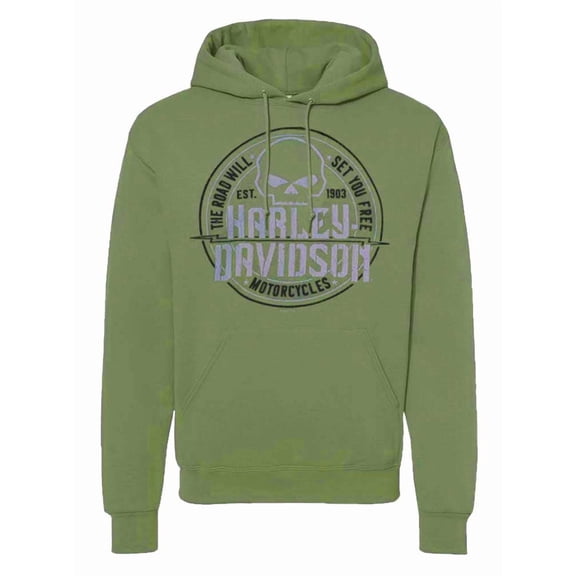 Harley-Davidson Men's Risk Skull Pullover Fleece Hoodie, Military Green (5XL), Harley Davidson