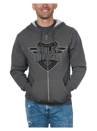 Harley-Davidson Men's Lightning Crest Full-Zippered Hooded Sweatshirt,  Black