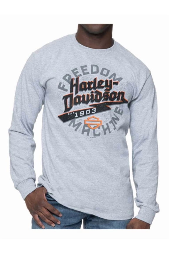 Men's Serrate Long Sleeve Cotton-Blend Shirt, Sport Gray (5XL), Harley Davidson