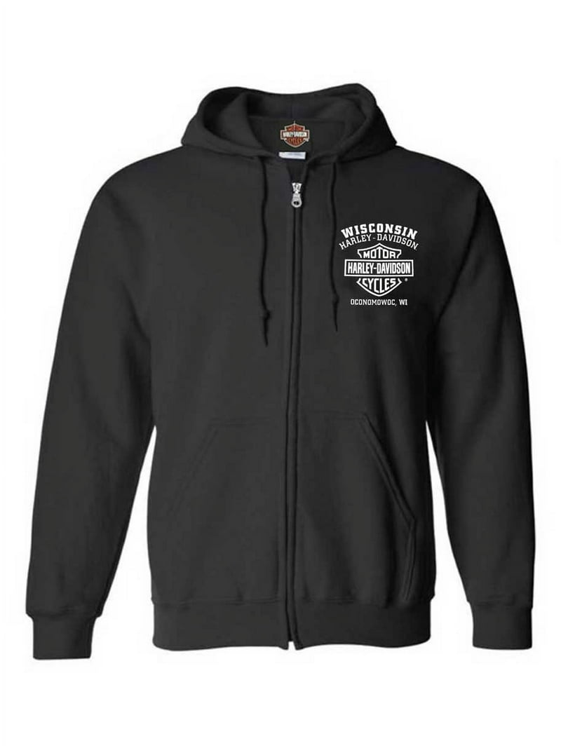 Harley Davidson パーカー バイク スカルプリント ブラック M Harley-Davidson Men's Shady Biker Skull Cotton-Blend Zip-Up