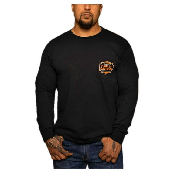 Harley-Davidson Men's Sharp Shield Long Sleeve Chest Pocket Cotton Shirt (M), Harley Davidson