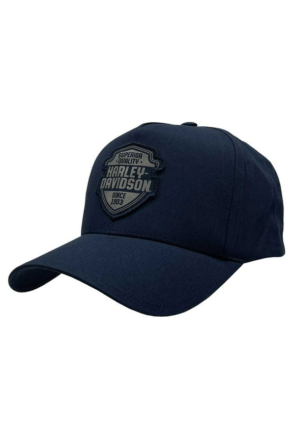 Men's Shield H-D Patch Curved Bill Snapback Baseball Cap - Navy, Harley Davidson