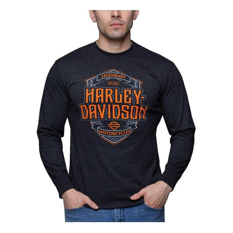 Harley Davidson Men s Shielded Long Sleeve Crew Neck Shirt Vintage Black 3XL Harley Davidson Walmart
