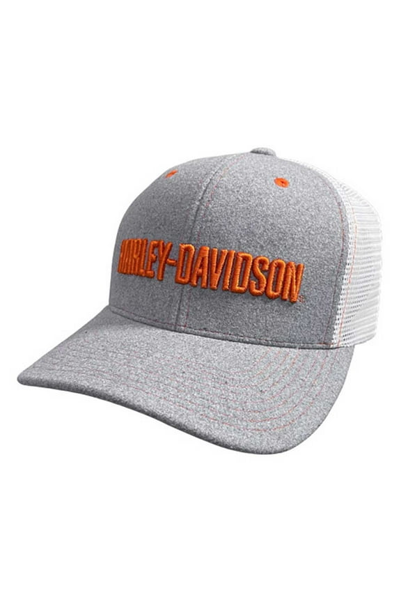 Men's Simple Contrast Snapback Colorblocked Mesh Trucker Hat, Harley Davidson