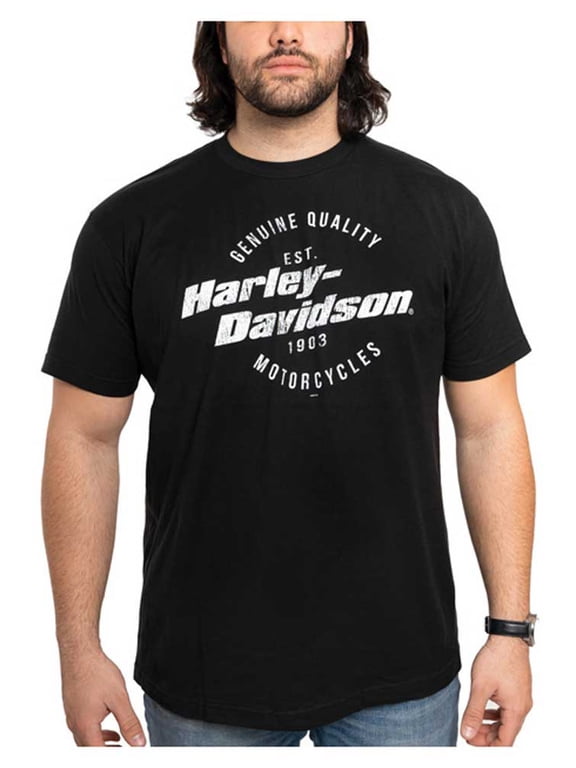 Men's Simple Distressed Crew-Neck Short Sleeve Shirt (L), Harley Davidson