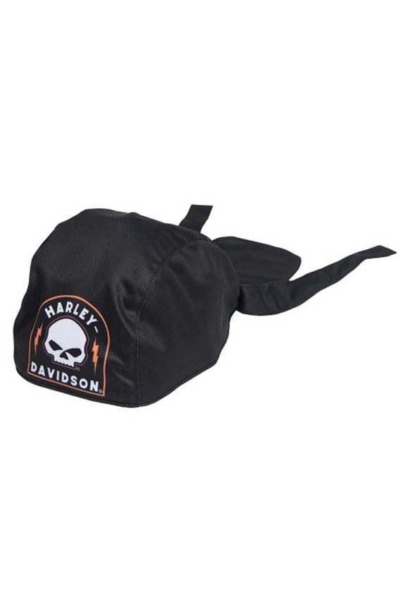 Men's Skull Shield Polyester One Size Headwrap - Solid Black, Harley Davidson