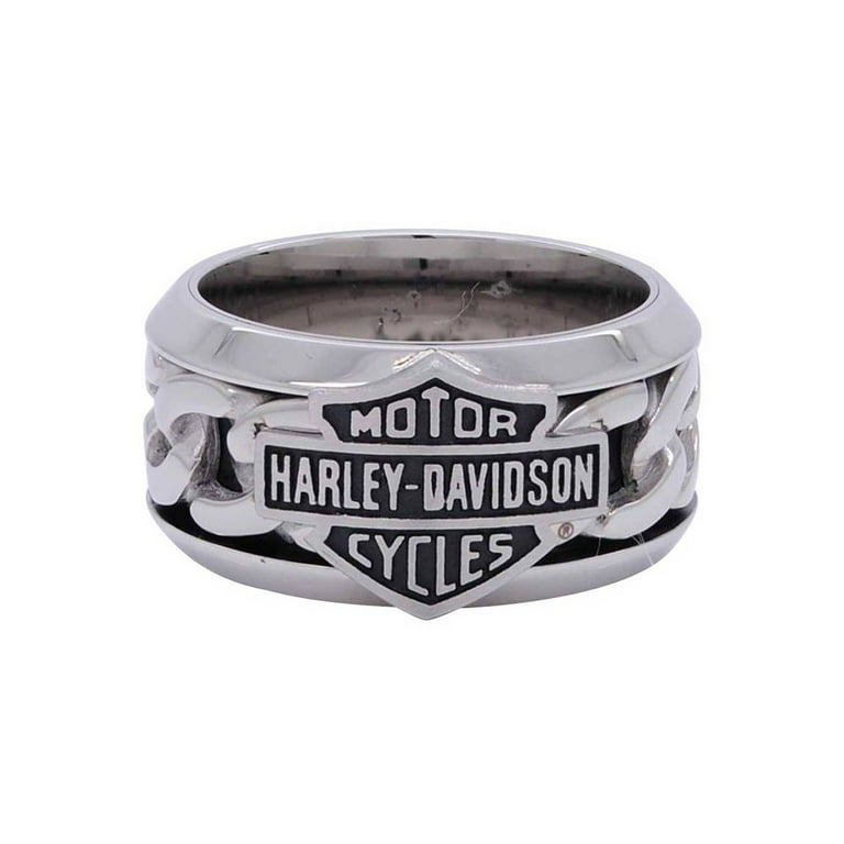 【Harley Davidson】Stainless Steel Chain Bar & Shield Ring Harley-Davidson Men's Stainless Steel Chain Bar & Shield H-D