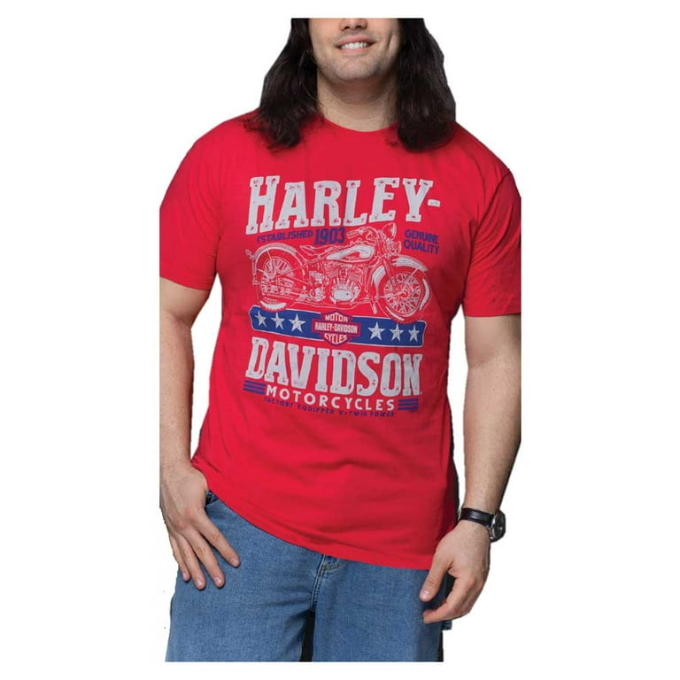 ★Harley Davidson★ Heart Harley Short Sleeve T-shirt Red HH Harley-Davidson Men's Streamline H-D Short Sleeve Crew-Neck