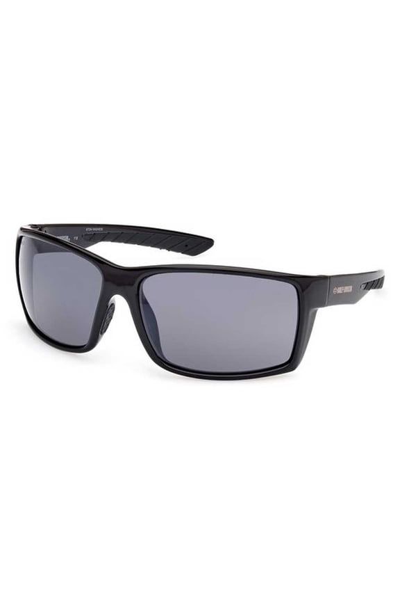 Men's Tech Square Sunglasses, Shiny Black Frames & Smoke Lenses, Harley Davidson