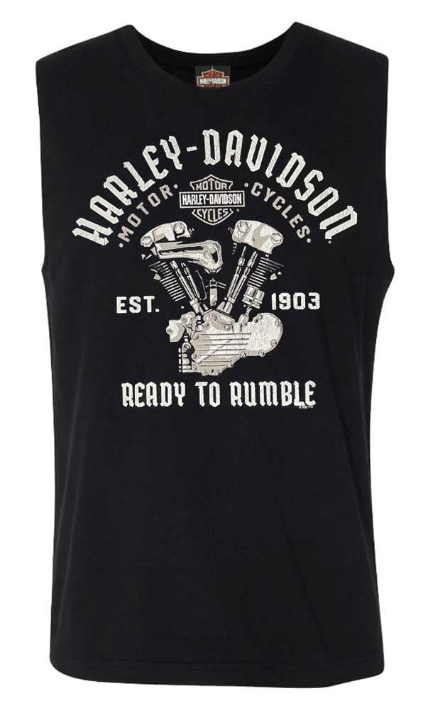Harley-Davidson® Men's Heavyweight #1 Sleeveless Cotton Muscle Shirt Black