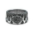 thumbnail image 1 of Harley-Davidson Men's Textured Flames Bar & Shield Stainless Steel Ring (8), Harley Davidson, 1 of 3