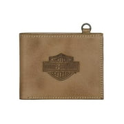 Harley-Davidson Mens Traditional B&S Bi-Fold Genuine Leather Wallet - Natural, Harley Davidson