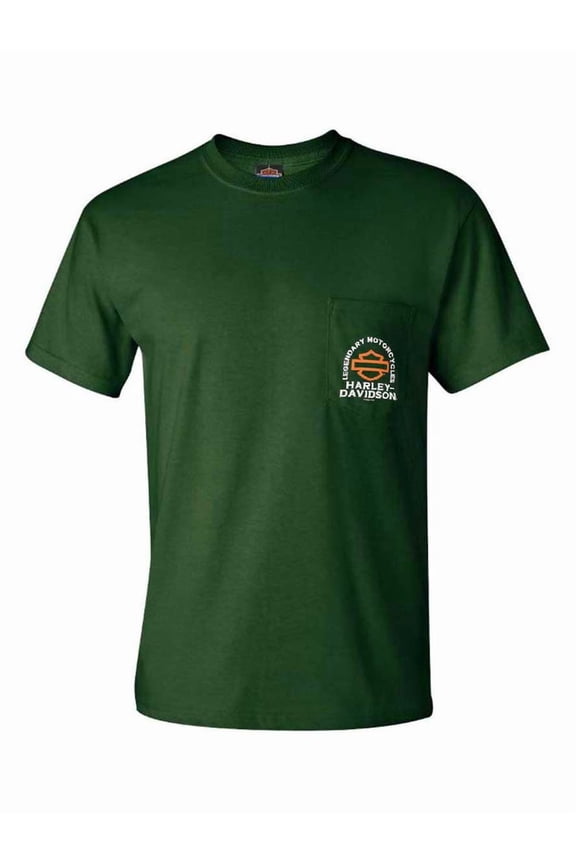 Men's Treasures Short Sleeve Cotton Chest Pocket T-Shirt (L), Harley Davidson