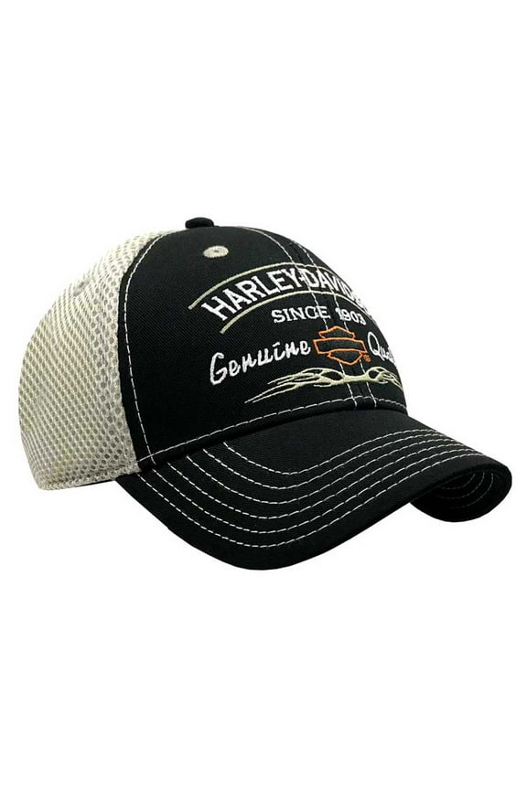 Men's Tribal Snapback Curved Brim Colorblocked Mesh Trucker Cap, Harley Davidson