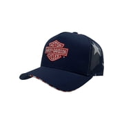 Harley-Davidson Mens United B&S Logo Adjustable Patriotic Trucker Hat, Blue