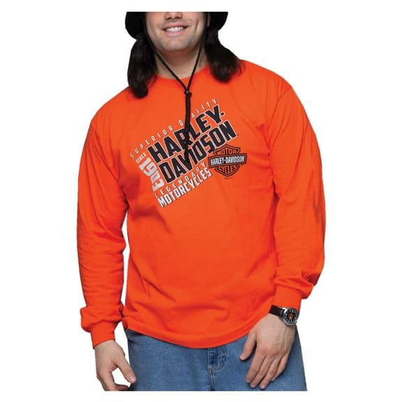 Harley-Davidson Men's Upside Bar & Shield Long Sleeve Crew-Neck Shirt (L), Harley Davidson