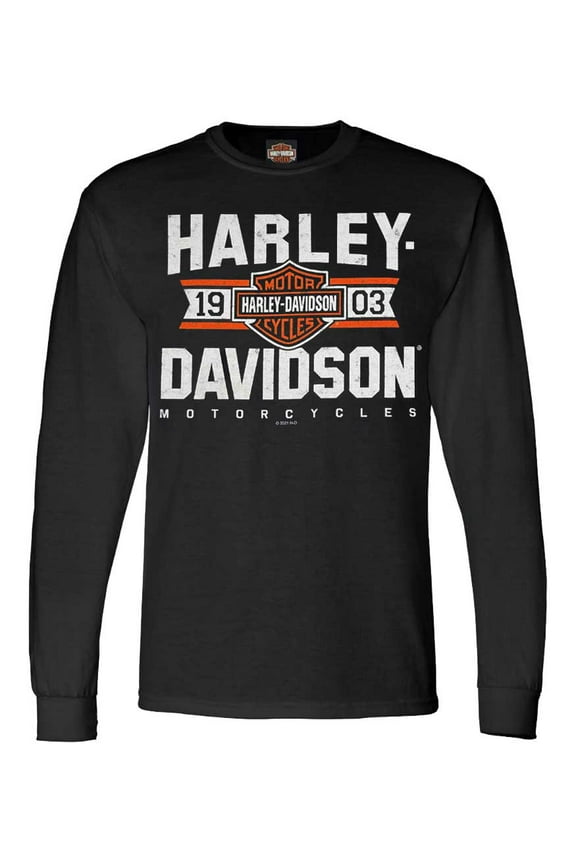 Men's Varsity B&S Logo Long Sleeve Crew-Neck Shirt - Black (2XL), Harley Davidson