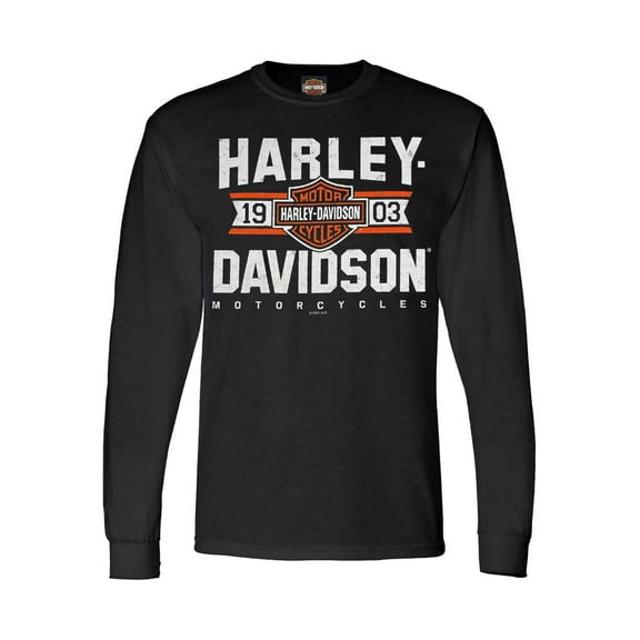 Harley-Davidson Men's Varsity B&S Logo Long Sleeve Crew-Neck Shirt - Black (XL), Harley Davidson