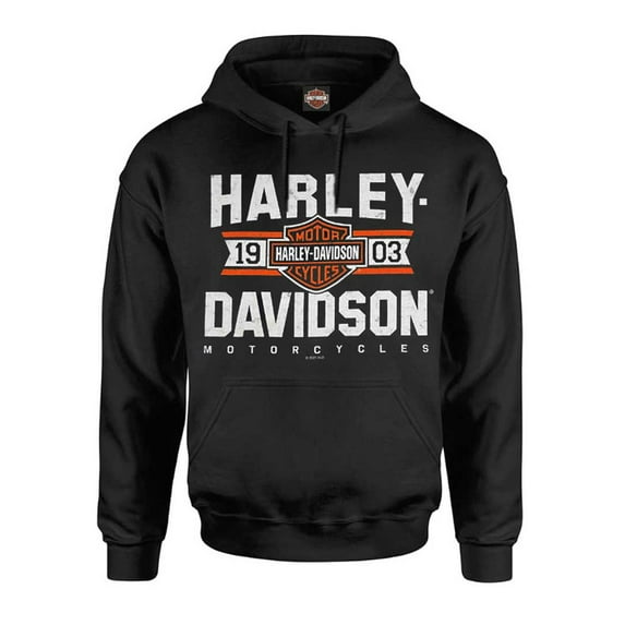 Harley-Davidson Men's Varsity B&S Logo Pullover Cotton-Blend Hoodie, Black (XL), Harley Davidson