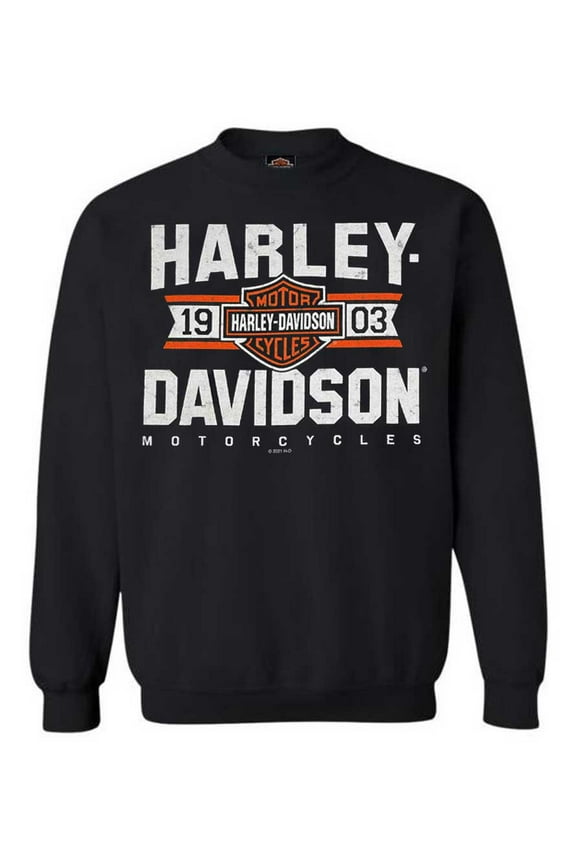 Men's Varsity B&S Logo Pullover Fleece Sweatshirt, Black (2XL), Harley Davidson