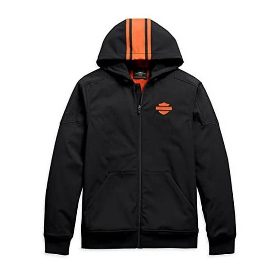 Harley-Davidson Vertical Stripe Hooded Stretch Jacket - Black, Four-Way Stretch, for Men