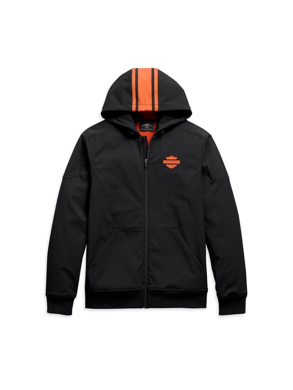 Men's Vertical Stripe Hooded Stretch Jacket, Black - 98408-20VM