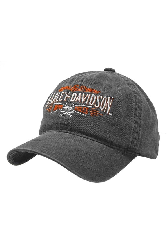 Men's Villain Adjustable Slide Baseball Cap - Washed Black, Harley Davidson