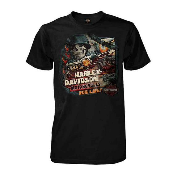 Harley-Davidson Men's Vintage For Life Skull Short Sleeve T-Shirt, Black (3XLT), Harley Davidson