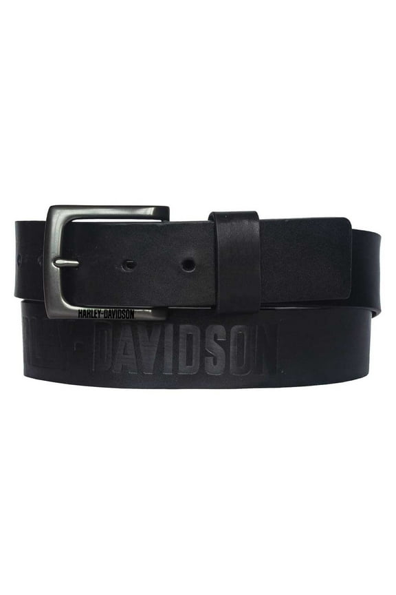 Men's Vintage Race Genuine Leather Belt - Solid Black (42), Harley Davidson