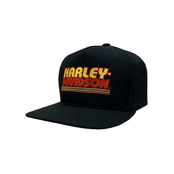 Harley-Davidson Men's Warm Throwback Snapback Flat Brim Baseball Cap - Black, Harley Davidson