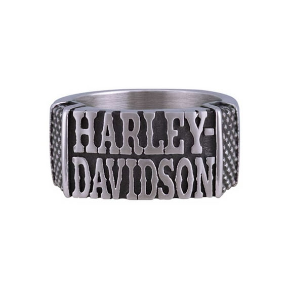 Harley-Davidson Men's Western HD Band Ring, Antique Stainless Steel HSR0073 (14), Harley Davidson