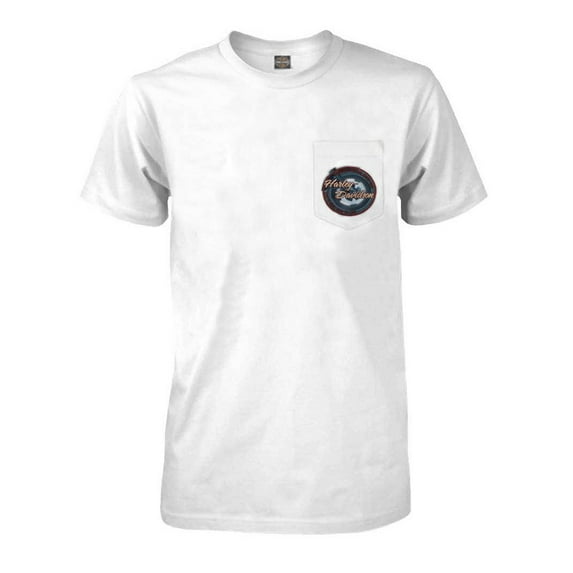 Harley-Davidson Men's Wheelie H-D Chest Pocket Short Sleeve T-Shirt, White (L), Harley Davidson