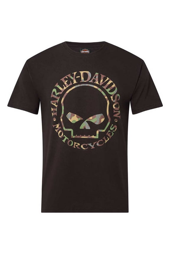Men's Willie G Skull Camo Short Sleeve Crew-Neck T-Shirt (XL), Harley Davidson