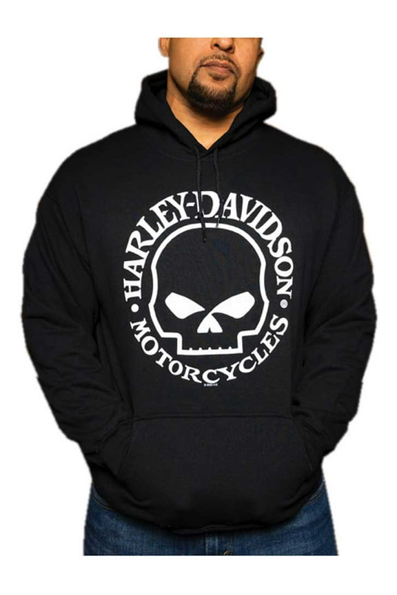 Men's Willie G Skull Logo Pullover Fleece Hoodie - Black (4XL), Harley Davidson
