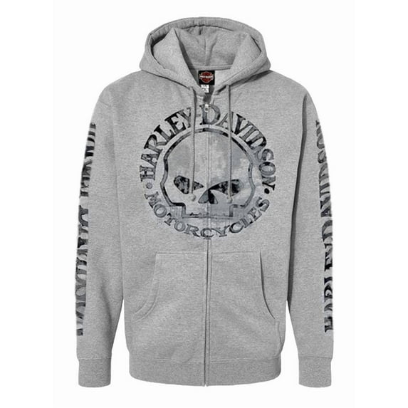 Harley-Davidson Men's Zippered Sweatshirt Jacket H-D Skull Hoodie 30296653 (2XL), Harley Davidson