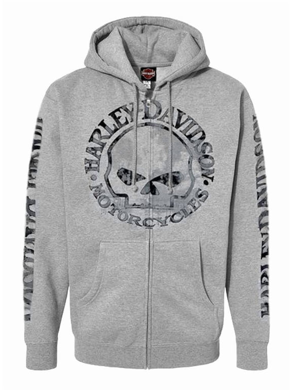 Men's Zippered Sweatshirt Jacket H-D Skull Hoodie 30296653 (2XL), Harley Davidson