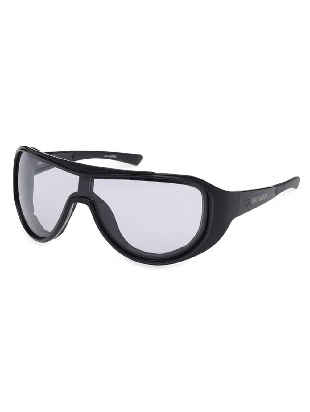 Harley-Davidson Mens Badlands Shield Photochromic Sunglasses, Shiny Black Frames, Harley Davidson