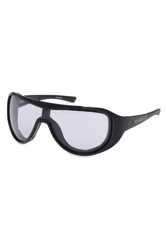 Mens Badlands Shield Photochromic Sunglasses, Shiny Black Frames, Harley Davidson