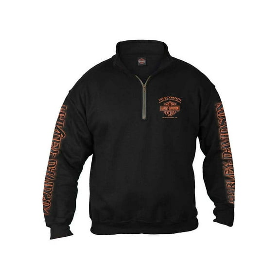 Harley-Davidson Mens Eagle Piston 1/4 Zip Cadet Pullover Sweatshirt, Black (4XL), Harley Davidson