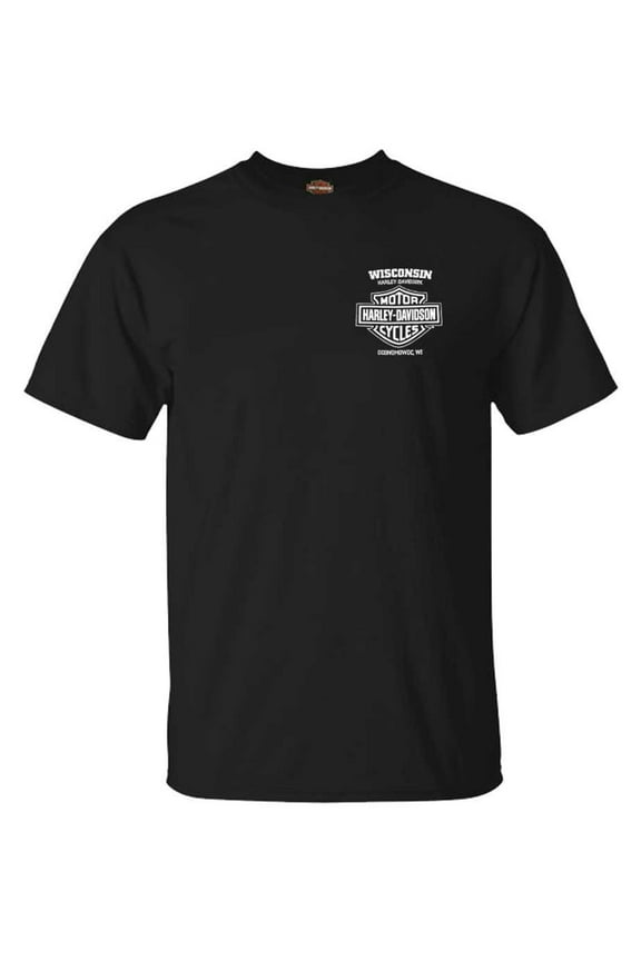 Mens Lightning Crest Crew-Neck Short Sleeve Cotton T-Shirt (5XL), Harley Davidson
