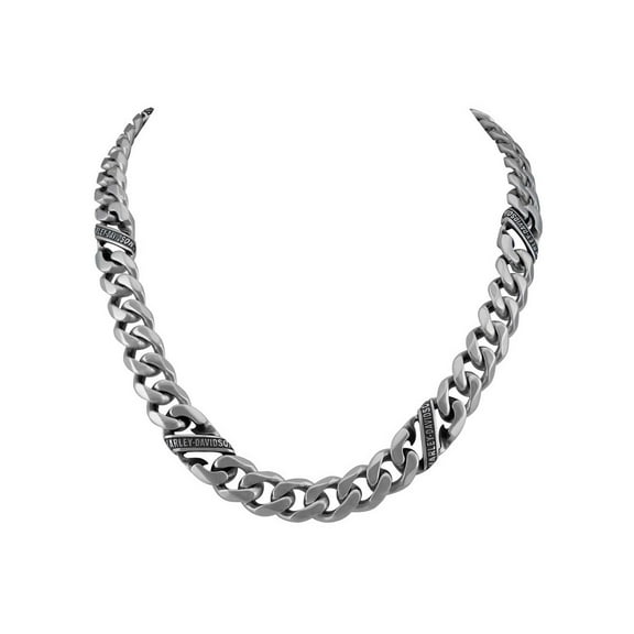 Harley-Davidson Mens Steel H-D Script Banner Curb Link Chain Metal Necklace (22), Harley Davidson