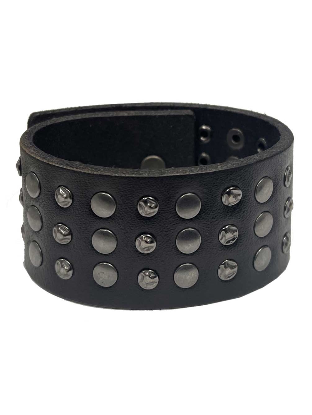 Harley-Davidson Mens Triple Row Stud Leather Cuff Bracelet Wristband (L/XL) Blk, Harley Davidson