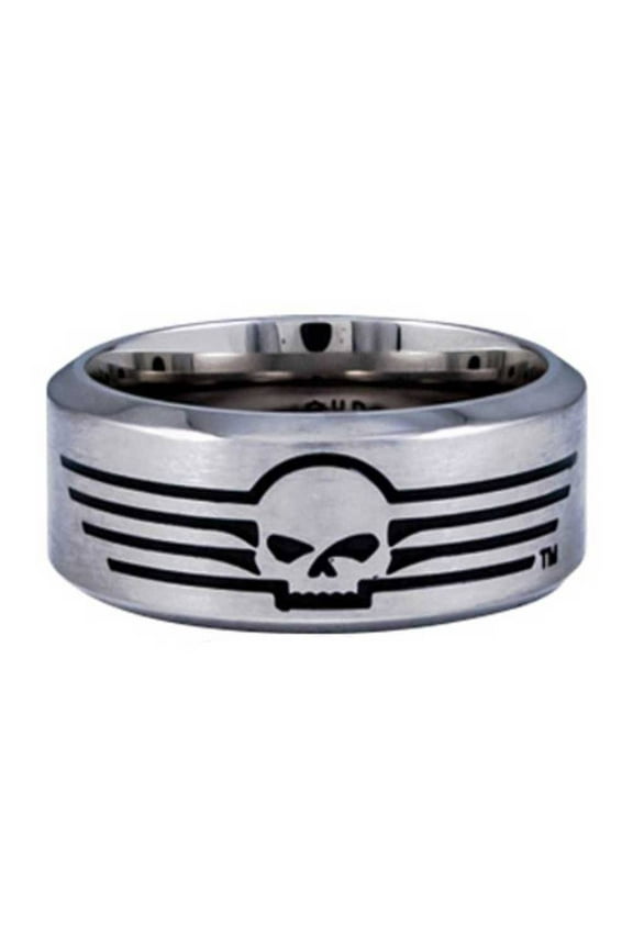 Mens Willie G Skull Lines Stainless Steel Band Ring HSR0027 (12), Harley Davidson