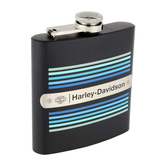 Harley-Davidson Metal Flask, Tank Graphics w/ Black Finish, 6 oz., Harley Davidson
