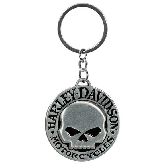 Harley-Davidson Metal Key Chain, Classic Willie G Skull Logo - Silver & Black, Harley Davidson